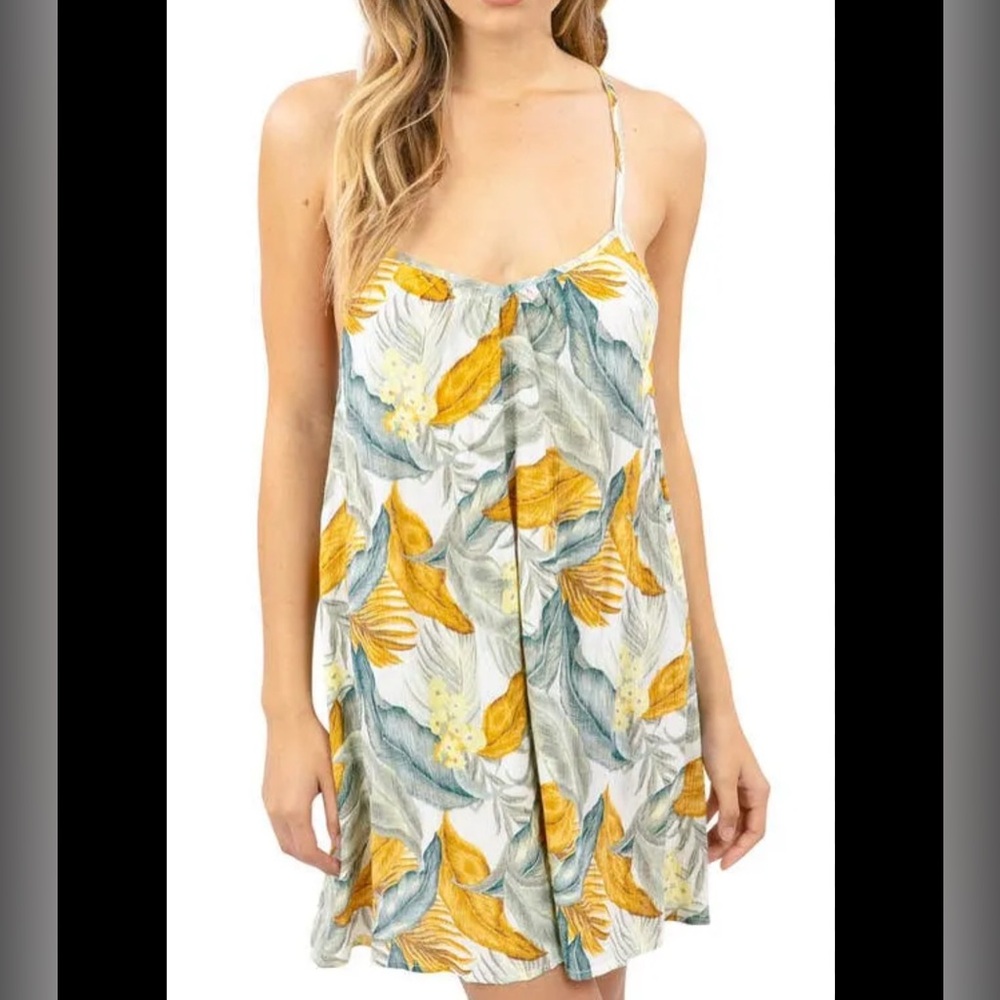 Rip Curl Tropic Sol Cover Up Dress Floral Spaghetti Strap Dress Size Medium